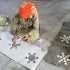 Handmade Gray Hand Felted Wool Christmas Table Runner - Snowflakes - 16"x44" - ARCADIA HOME